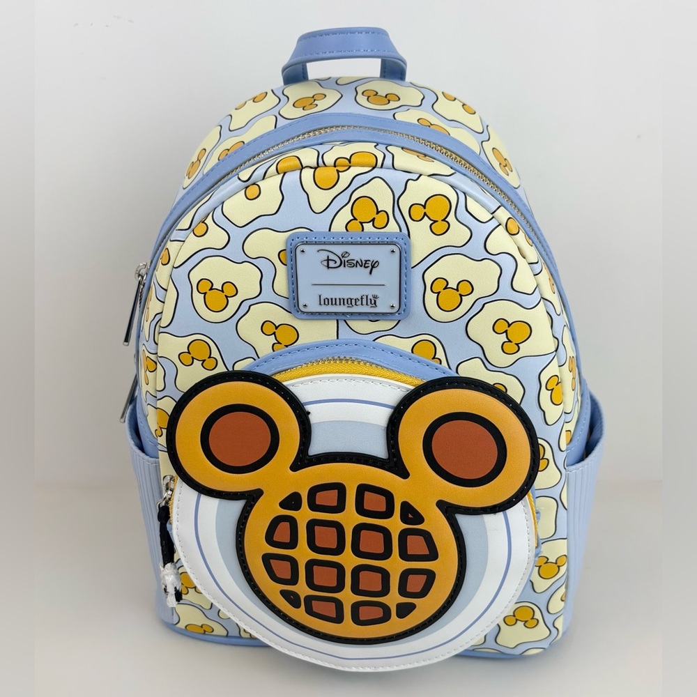 Loungefly Disney Breakfast Waffle Mickey Scented Blue Mini Backpack New With Tag
